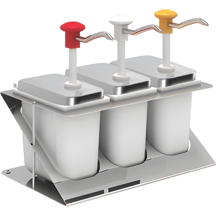 STALGAST Dreifach-Saucenspender inkl. Edelstahlgestell, 3x2 Liter