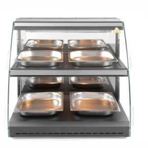 HENDI Warmhaltevitrine mit Quarzheizung, 2 Regalböden