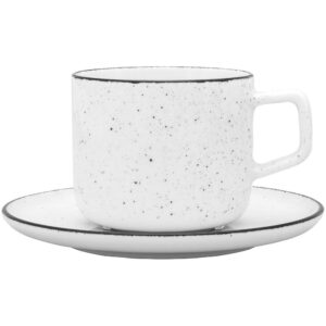 LUBIANA Obertasse, Serie Ankara, weiß, schwarz gesprenkelt, 250 ml, 6 Stück