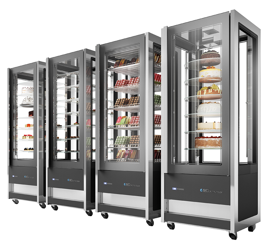 NordCap Panorama-Kühl- | Tiefkühlvitrine CRISTAL TOWER 750 RV TB / TN BLACK – Bild 2