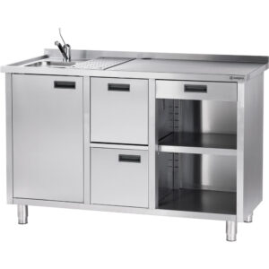 STALGAST Stalgast Edelstahl Arbeitstisch für Kaffeemaschine, mit Aufkantung, 1500 x 700 x 1000 mm (BxTxH)