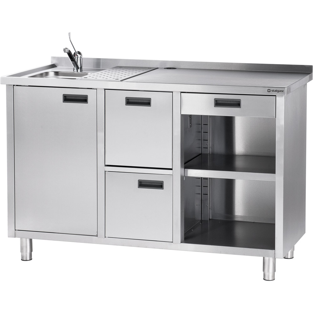 STALGAST Stalgast Edelstahl Arbeitstisch für Kaffeemaschine, mit Aufkantung, 1500 x 700 x 1000 mm (BxTxH)