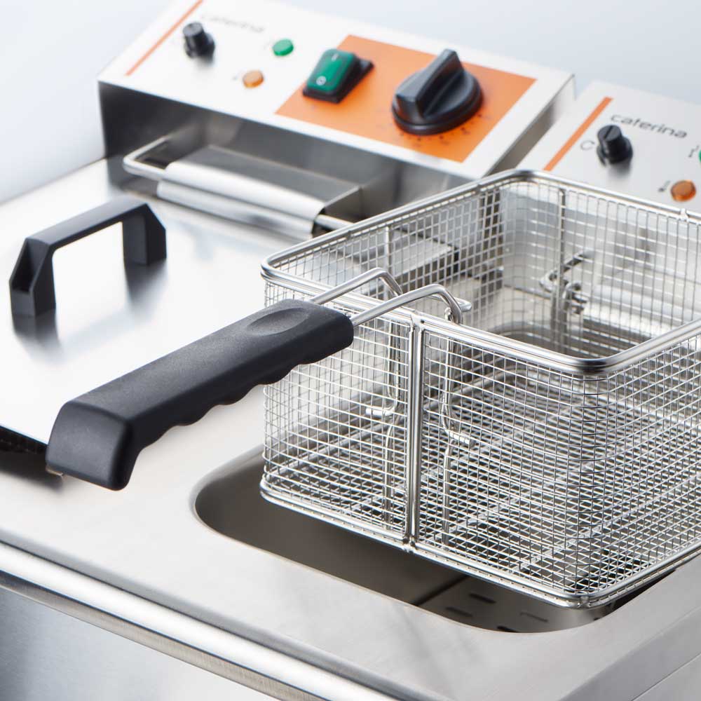 CATERINA Doppel-Fritteuse CATERINA, 2x 10 Liter, mit Ablasshahn 610x510x390 mm (BxTxH), 2x 3 kW 230V – Bild 2