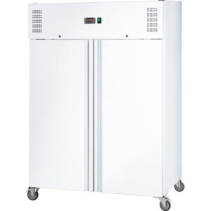 STALGAST Starline Doppeltür-Kühlschrank GN 2/1, weiß, fahrbar, 1340x810x2000 (BxTxH), 0,35 kW