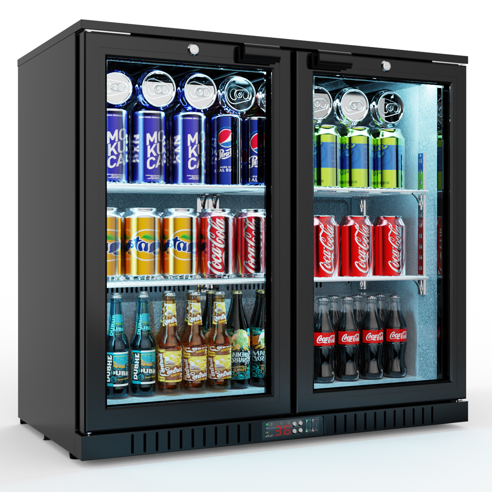 STALGAST Bar Display Cooler, zwei Flügeltüren, 900x530x835 mm (BxTxH), schwarz