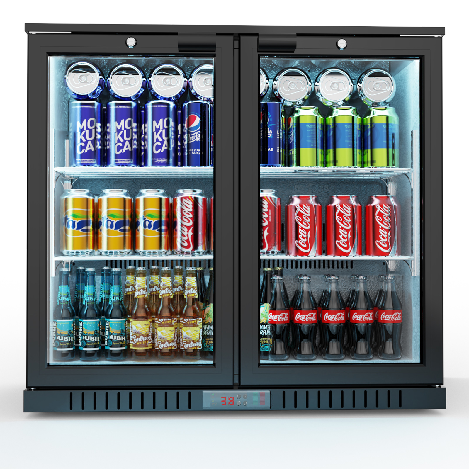 STALGAST Bar Display Cooler, zwei Flügeltüren, 900x530x835 mm (BxTxH), schwarz – Bild 2