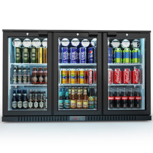 STALGAST Bar Display Cooler, drei Flügeltüren, 1350x530x835 mm (BxTxH), schwarz