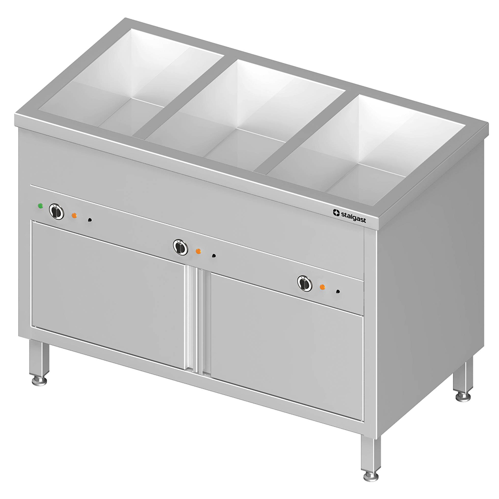STALGAST Stalgast Edelstahl Bain-Marie Standgerät mit geschlossenem Unterbau und separaten Becken, für 2x GN1/760x600x850 mm