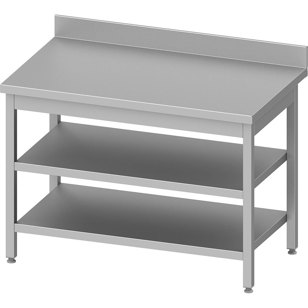 STALGAST Stalgast Edelstahl Arbeitstisch ECO mit Grund- und Zwischenboden 1400x600x850 mm, mit Aufkantung, Selbstmontage
