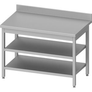 STALGAST Stalgast Edelstahl Arbeitstisch ECO mit Grund- und Zwischenboden 1500x600x850 mm, mit Aufkantung, Selbstmontage