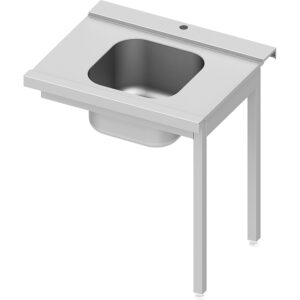 STALGAST Stalgast Edelstahl Zulauftisch ECO auf zwei Beinen mit einem Becken 1000x670x870 mm, Anbauseite rechts, mit Aufkantung, Selbstmontage