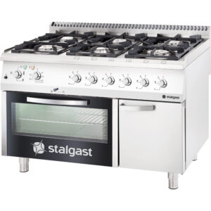 STALGAST Stalgast Gasherd 6 Brenner (3,5+3x5+2x7) mit Gasbackofen, Serie 700 ND