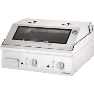 STALGAST Stalgast Edelstahl Elektro-Griddleplatte als Tischgerät mit Deckel, 800x700 mm, gerillte Grillfläche, Serie 700 ND
