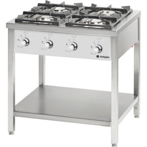 STALGAST Stalgast Edelstahl Gasherd Serie 900, 4-Brenner (2x5+2x7), G20, 900x900x850 (BxTxH)