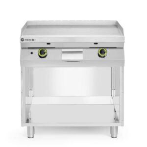HENDI Gasgrillplatte, glatt, mit auf 3 Seiten geschlossenem Unterschrank, HENDI, Kitchen Line, 10kW, 800x700x(H)900mm