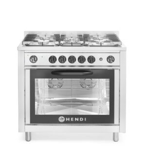 HENDI Gasherd - 5 Kochfelder mit Elektroofen, HENDI, Kitchen Line, Silber, 230V/2900W, 14,3kW, 900x653x(H)900mm