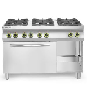 HENDI Gasherd Kitchen Line 6-flammig mit Ofen GN 1/1, HENDI, Kitchen Line, 230V/3000W, 28,5kW, 1200x722x(H)900mm
