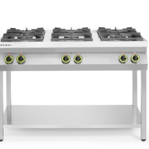 HENDI Gasherd - 6 Kochfelder, offener Unterbau, HENDI, Kitchen Line, 28,5kW, 1200x700x(H)900mm