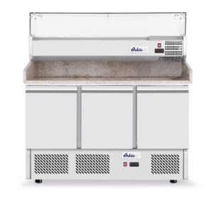 Arktic Pizzatisch, dreitürig mit Aufsatzkühlvitrine 380+40L, Arktic, 254L, 230V/400W, 1400x700x(H)1491mm