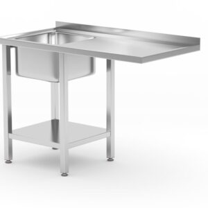 HENDI Tisch mit Spüle, Ablageboden und Platz für Geschirrspüler, HENDI, links, 1200x700x(H)850mm