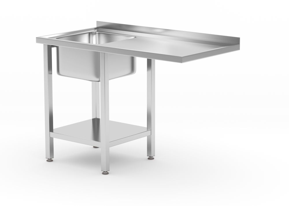 HENDI Tisch mit Spüle, Ablageboden und Platz für Geschirrspüler, HENDI, links, 1200x700x(H)850mm