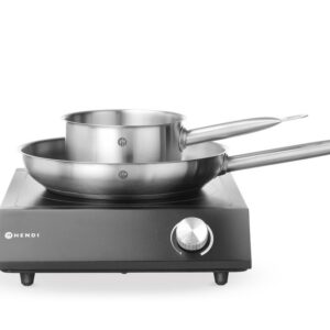 HENDI Set: Induktionskocher 3500W + Stielkasserolle + Bratpfanne, HENDI, Schwarz, 220-240V/3500W, 320x395x(H)95mm