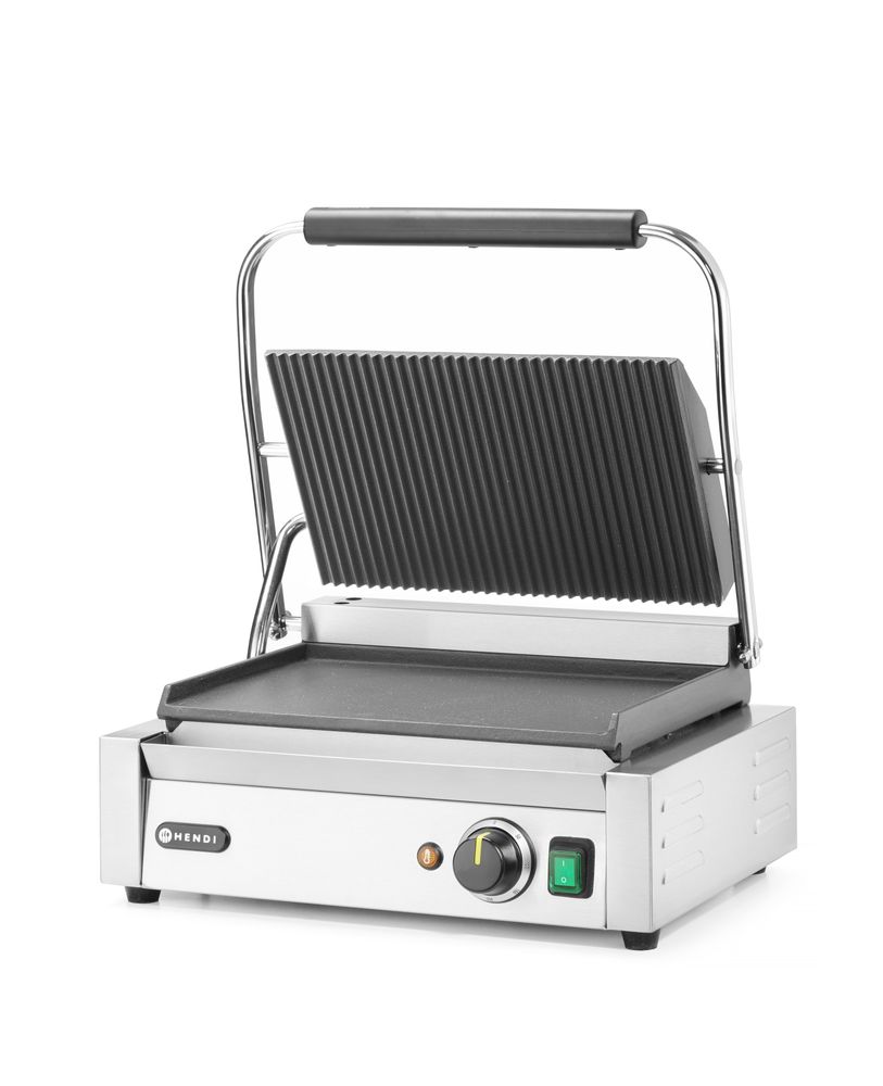 HENDI Kontaktgrill - Panini, HENDI, oben gerillt, unten glatt, 230V/2200W, 430x375x(H)216mm – Bild 2