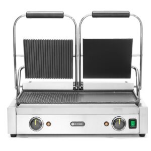 HENDI Kontaktgrill - Doppelversion, HENDI, halb glatt, halb gerillt, 230V/3600W, 570x375x(H)216mm