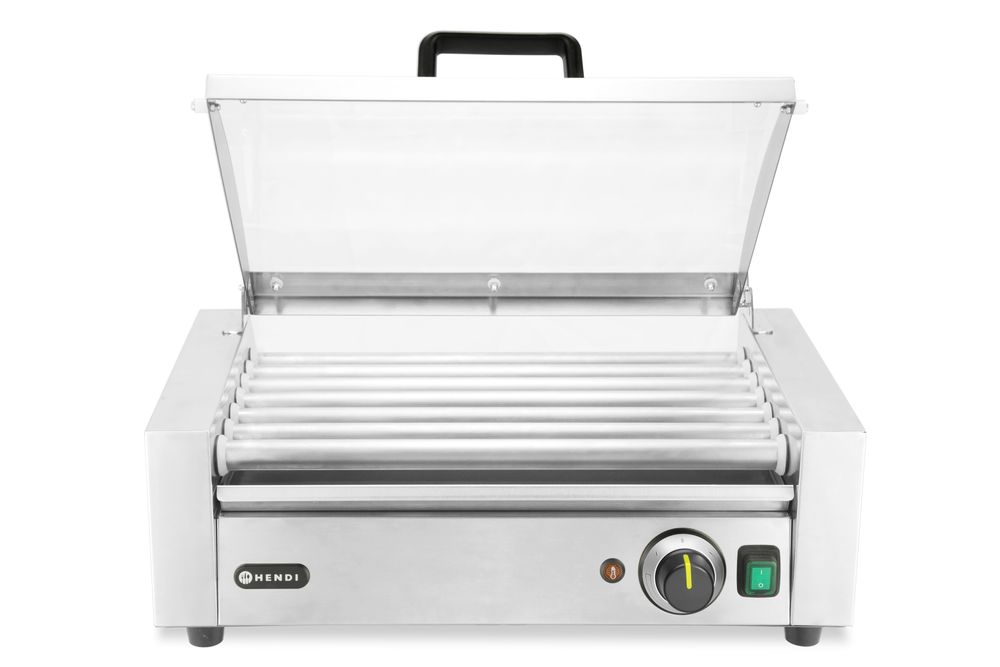 HENDI Rollengrill, 1-Zone mit Energiesparabdeckung, HENDI, 7 Rollen, 230V/620W, 566x375x(H)259mm