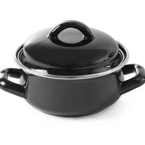 HENDI Suppen-/Saucentöpfchen - mit Deckel, HENDI, 0,5L, Schwarz, ⌀135x(H)105mm