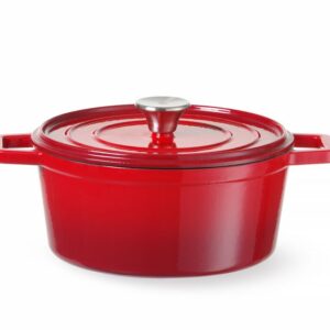 HENDI Emaillierter Gusseisentopf, HENDI, 3,7L, Rot, 317x240x(H)105mm