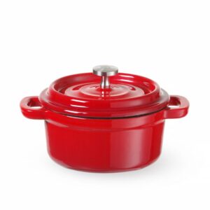 HENDI Emaillierter Gusseisentopf, HENDI, 0,27L, Rot, 130x100x(H)48mm