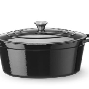 HENDI Emaillierter Gusseisentopf, HENDI, 6,88L, Schwarz, 405x255x(H)134mm