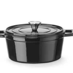 HENDI Emaillierter Gusseisentopf, HENDI, 3,7L, Schwarz, 317x240x(H)105mm