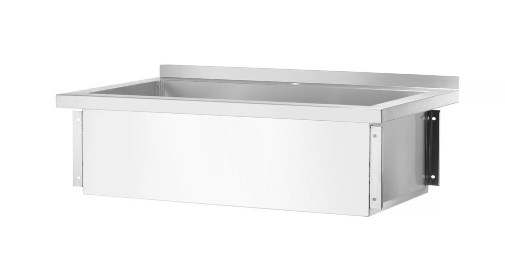 HENDI Tisch mit Einzelwaschwanne, ohne Spritzschutz – verschraubt, Tiefe 600 mm, HENDI, Budget Line, 1000x600x(H)850mm – Bild 3