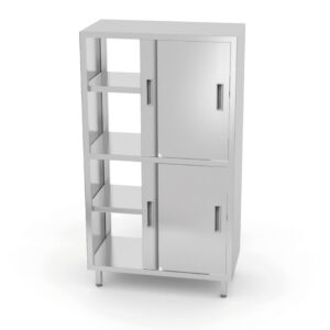 HENDI Durchreicheschrank mit Trennwand und Schiebetüren – verschraubt, HENDI, Kitchen Line, 800x500x(H)1800mm