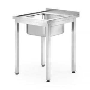 HENDI Spültisch – verschraubt, Tiefe 600 mm, HENDI, Profi Line, Waschbecken in der Mitte, 600x600x(H)850mm