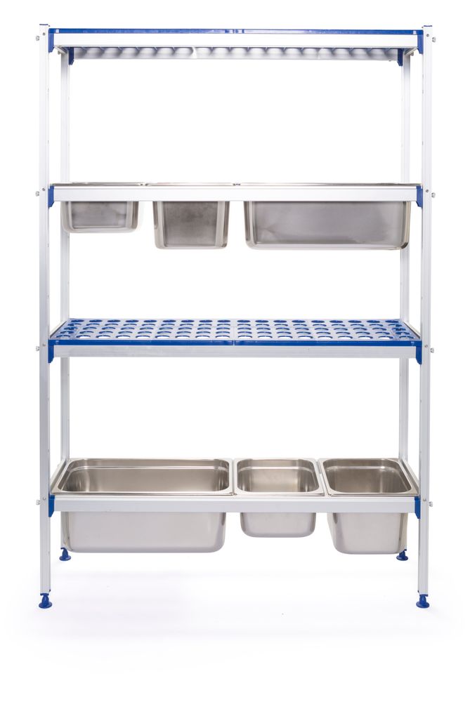 HENDI Regalsystem aus Aluminium für GN Behälter, HENDI, 1120x355x(H)1685mm