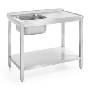 HENDI Waschtisch mit Ablage – verschraubt, Tiefe 600 mm, HENDI, Profi Line, Spüle links, 1000x600x(H)850mm