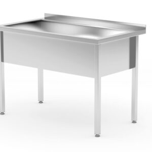 HENDI Tisch mit Einzelwaschwanne – verschweißt, Tiefe 700 mm, Kammerhöhe 300 mm, HENDI, Profi Line, 800x700x(H)850mm