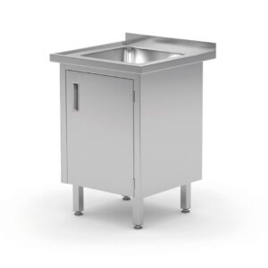 HENDI Waschtisch, verschweißt, mit Schrank- und Scharniertüren, HENDI, Profi Line, 600x700x(H)850mm