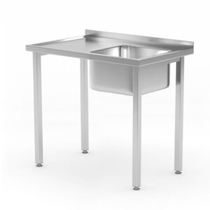 HENDI Spültisch, verschraubt, HENDI, Kitchen Line, Spülbecken auf der rechten Seite, 800x600x(H)850mm