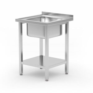 HENDI Spültisch mit Ablage, verschraubt, HENDI, Kitchen Line, Waschbecken in der Mitte, 600x600x(H)850mm