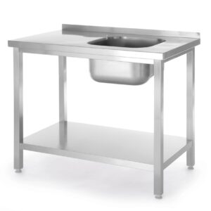 HENDI Spültisch mit Ablage, verschraubt, HENDI, Kitchen Line, Spülbecken auf der rechten Seite, 800x600x(H)850mm