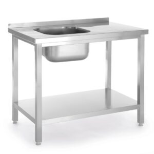 HENDI Spültisch mit Ablage, verschraubt, HENDI, Kitchen Line, Spülbecken auf der linken Seite, 800x600x(H)850mm