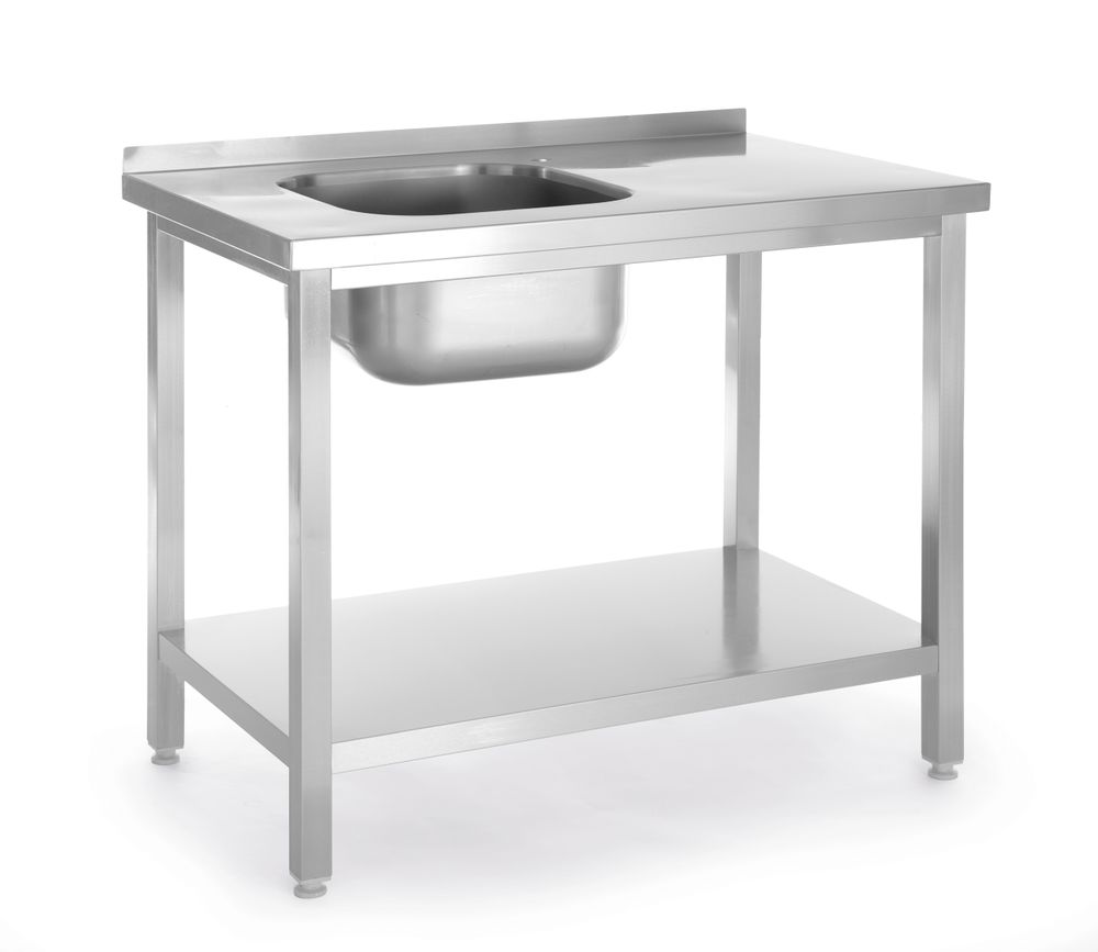 HENDI Spültisch mit Ablage, verschraubt, HENDI, Kitchen Line, Spülbecken auf der linken Seite, 800x600x(H)850mm