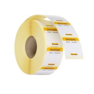 HENDI Täglich anwendbare Lebensmittelsicherheitsetiketten, mehrfach verwendbar, leicht entfernbar , HENDI, Dienstag, Gelb, 1000 Stk., 25x25mm