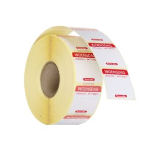 HENDI Täglich anwendbare Lebensmittelsicherheitsetiketten, mehrfach verwendbar, leicht entfernbar , HENDI, Mittwoch, Rot, 1000 Stk., 25x25mm