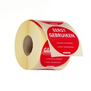HENDI Lebensmittelsicherheit-Aufkleber, mehrfach verwendbar, leicht entfernbar, „USE FIRST“ (Zuerst verwenden), HENDI, Rot, 500 Stk., ⌀50mm