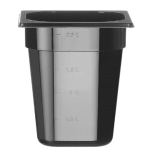 HENDI Gastronorm-Behälter 1/6, HENDI, Profi Line, GN 1/6, 3,4L, Schwarz, 176x162x(H)200mm